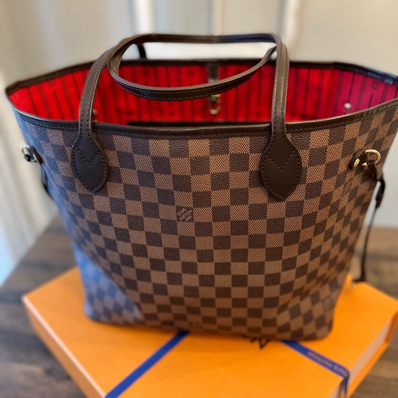 ** Authentic ** Neverfull MM Brown Damien used LV Handbag - Picture 8 of 12